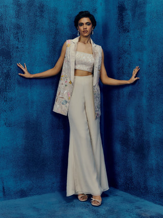 Sele champagne blazer with bustier and plain pants