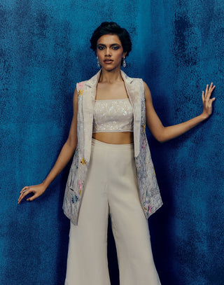 Sele champagne blazer with bustier and plain pants