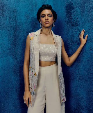 Sele champagne blazer with bustier and plain pants