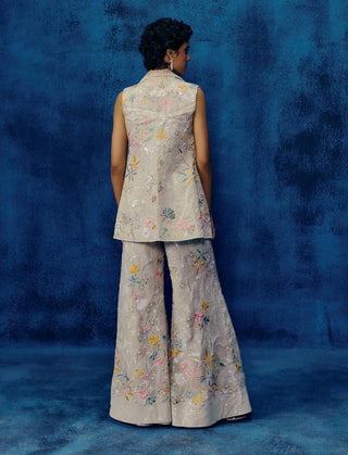 Sele champagne blazer with bustier and embroidered pants