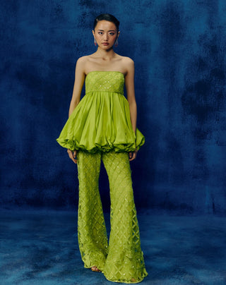 Rita lime peplum and embroidered pants