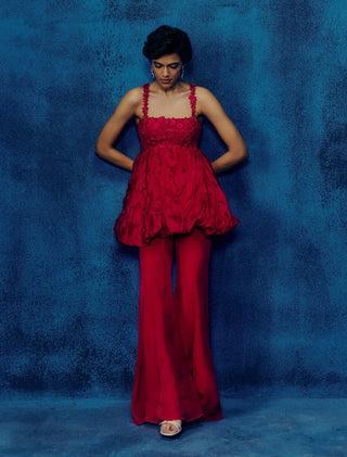 Lia fuchsia peplum and flared pants