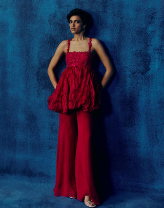 Lia fuchsia peplum and flared pants