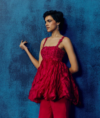 Lia fuchsia peplum and flared pants