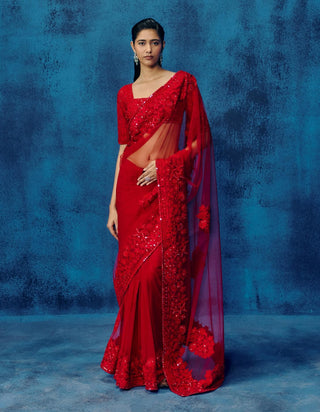 Bella red sari set