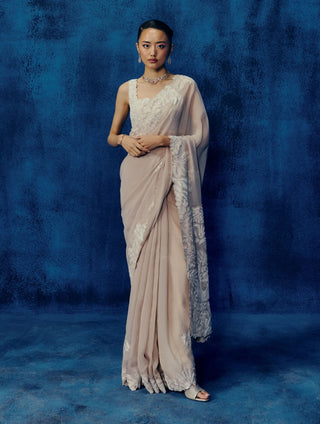 Rizi champagne sari set