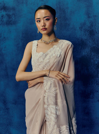 Rizi champagne sari set