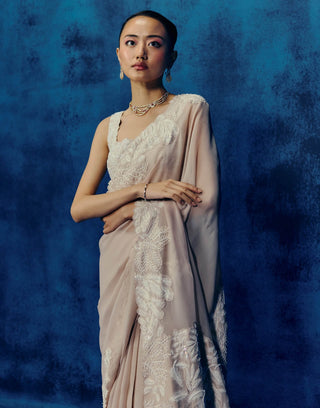 Rizi champagne sari set