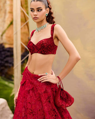 Red ellisiana lehenga set
