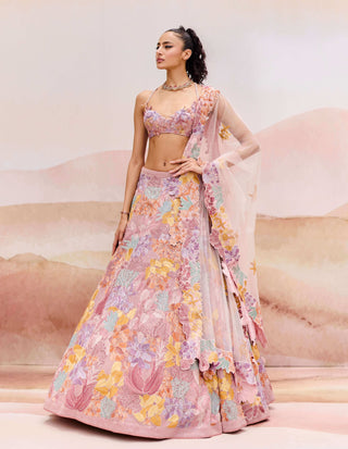 Muted pink freesia lehenga set