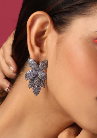 Swabhimann Jewellery-Purple Grey Tone Zirconia Dangler Earrings-INDIASPOPUP.COM