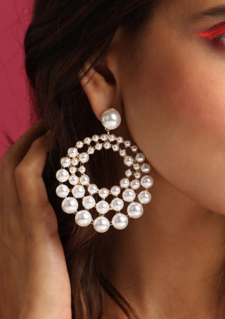 Swabhimann Jewellery-White Pearl Dangler Earrings-INDIASPOPUP.COM