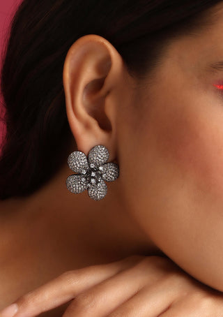 Swabhimann Jewellery-Champagne Grey Tone Zirconia Stud Earrings-INDIASPOPUP.COM