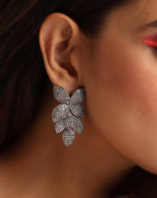 Swabhimann Jewellery-Grey Tone Zirconia Dangler Earrings-INDIASPOPUP.COM