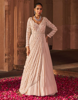 Pink Suvarn Bela Anarkali And Dupatta by Nidhika Shekhar available on Indiaspopup.com