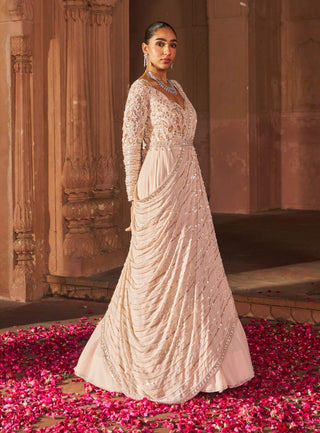 Pink Suvarn Bela Anarkali And Dupatta by Nidhika Shekhar available on Indiaspopup.com