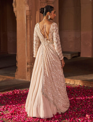 Pink Suvarn Bela Anarkali And Dupatta by Nidhika Shekhar available on Indiaspopup.com