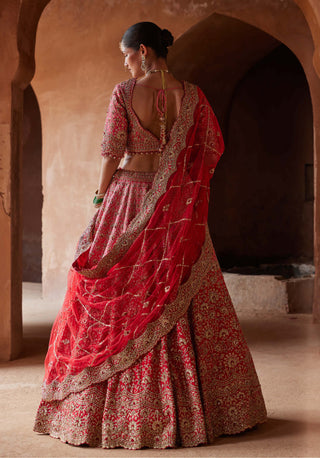 Nitika Gujral-Red Ombre Dyed Lehenga Choli Set-INDIASPOPUP.COM