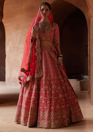 Nitika Gujral-Red Ombre Dyed Lehenga Choli Set-INDIASPOPUP.COM