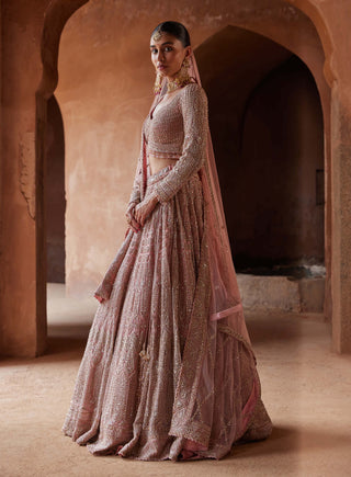 Nitika Gujral-Rose Pink Net Lehenga Choli Set-INDIASPOPUP.COM