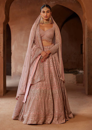 Nitika Gujral-Rose Pink Net Lehenga Choli Set-INDIASPOPUP.COM