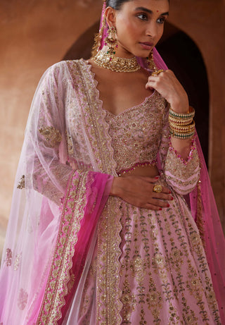 Nitika Gujral-Fuschia Pink Ombre Dyed Lehenga Set-INDIASPOPUP.COM