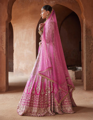 Nitika Gujral-Fuschia Pink Ombre Dyed Lehenga Set-INDIASPOPUP.COM