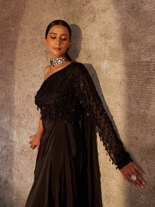 Nidhika Shekhar-Black Husna Utsav Gown-INDIASPOPUP.COM