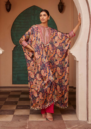 Nidhika Shekhar-Multicolor Printed Jalsaa Kaftan And Pants-INDIASPOPUP.COM