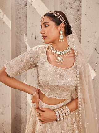Nidhika Shekhar-Champagne Maharani Lehenga Set-INDIASPOPUP.COM