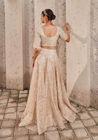 Nidhika Shekhar-Champagne Maharani Lehenga Set-INDIASPOPUP.COM