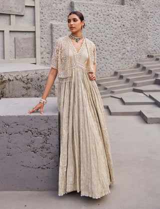 Nidhika Shekhar-Gold Maharani Suvarn Anarkali And Jacket-INDIASPOPUP.COM