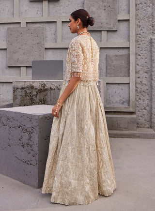 Nidhika Shekhar-Gold Maharani Suvarn Anarkali And Jacket-INDIASPOPUP.COM