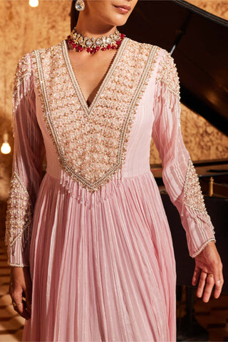 Nidhika Shekhar-Strawberry Pink Jalsaa Anarkali And Dupatta-INDIASPOPUP.COM