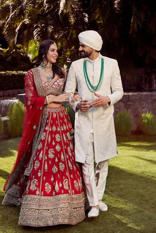 Naima red lehenga set