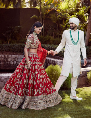 Naima red lehenga set