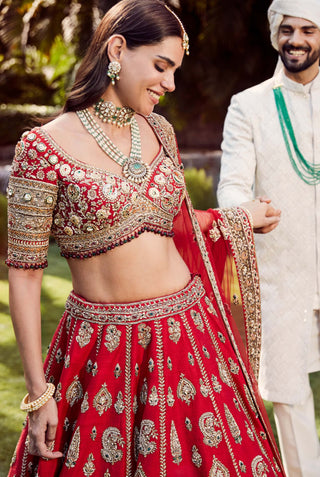Naima red lehenga set