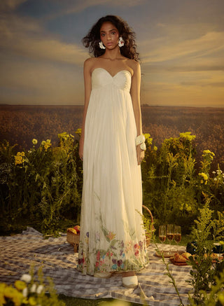 White Breezy Bloom Dress by Nirmooha available on Indiaspopup