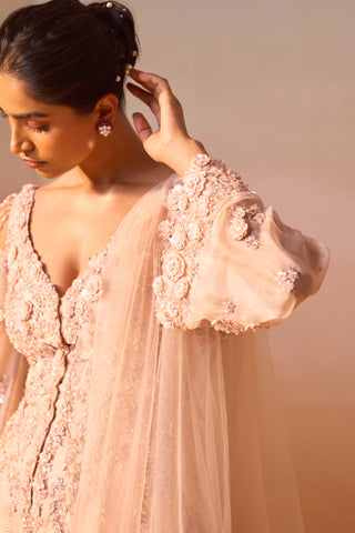 Dusty Rose Garara And Peplum Set by Nitika Gujral, available on Indiaspopup.com