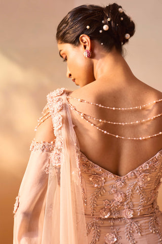 Dusty Rose Garara And Peplum Set by Nitika Gujral, available on Indiaspopup.com