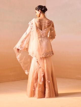 Dusty Rose Garara And Peplum Set by Nitika Gujral, available on Indiaspopup.com