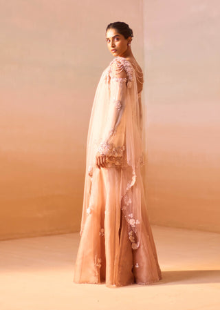 Dusty Rose Garara And Peplum Set by Nitika Gujral, available on Indiaspopup.com