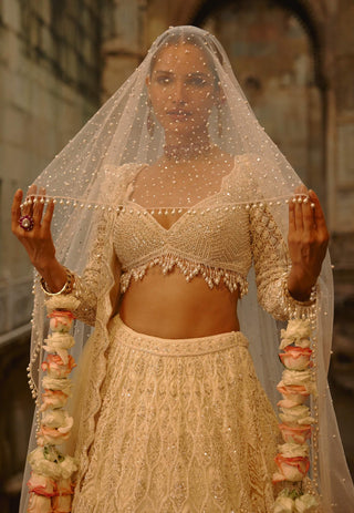 Ivory sequins lehenga set