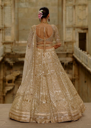 Gold lehenga crystals set