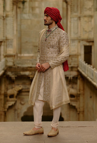 Gold sherwani zardozi embroidery set