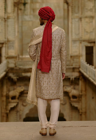 Gold sherwani zardozi embroidery set