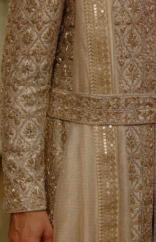 Gold sherwani zardozi embroidery set
