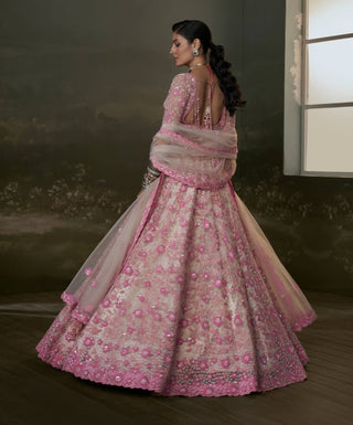 Nitika Gujral Blush Pink Net Lehenga Choli Set available on indiaspopup