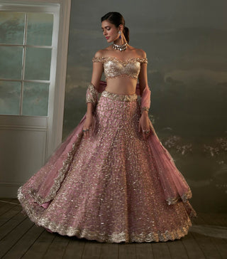 Nitika Gujral Old Rose Lehenga Choli Set available on indiaspopup