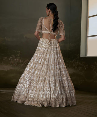 Nitika Gujral Ivory And Gold Lehenga Choli Set available on indiaspopup